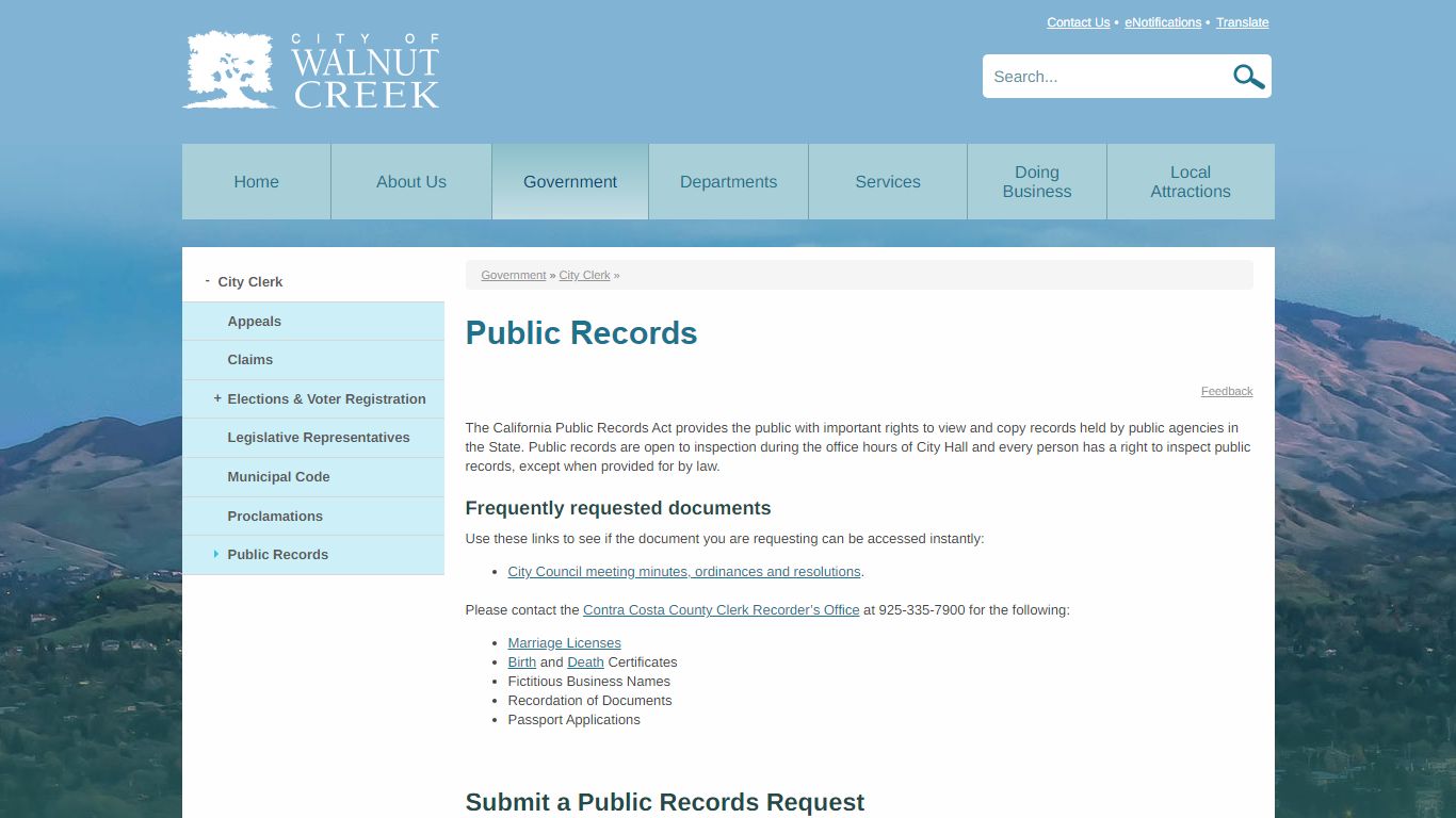 Public Records | City of Walnut Creek
