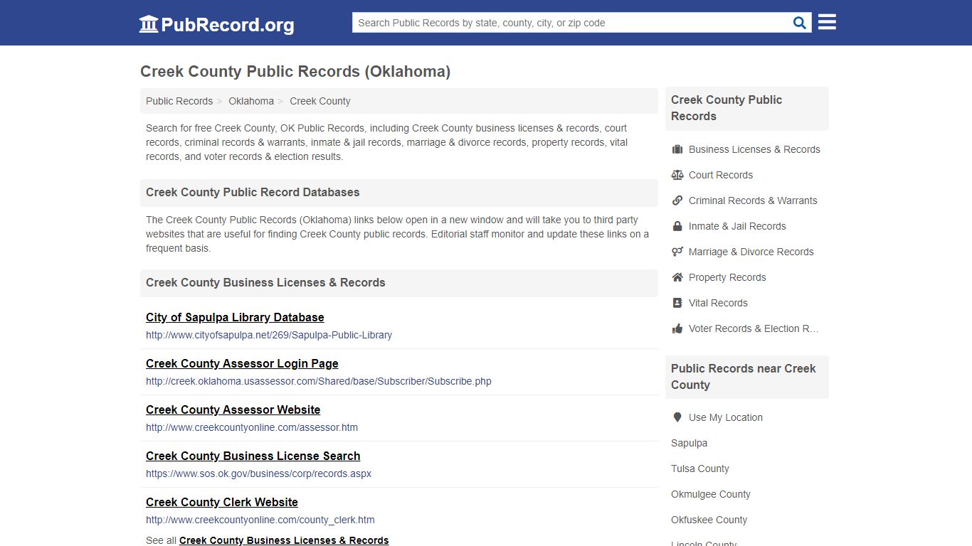 Free Creek County Public Records (Oklahoma Public Records)